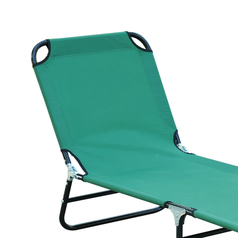 Outsunny Bain de soleil chaise longue pliante inclinable en tissu Oxford pour plage camping piscine 188 x 56 x 28 cm vert foncé