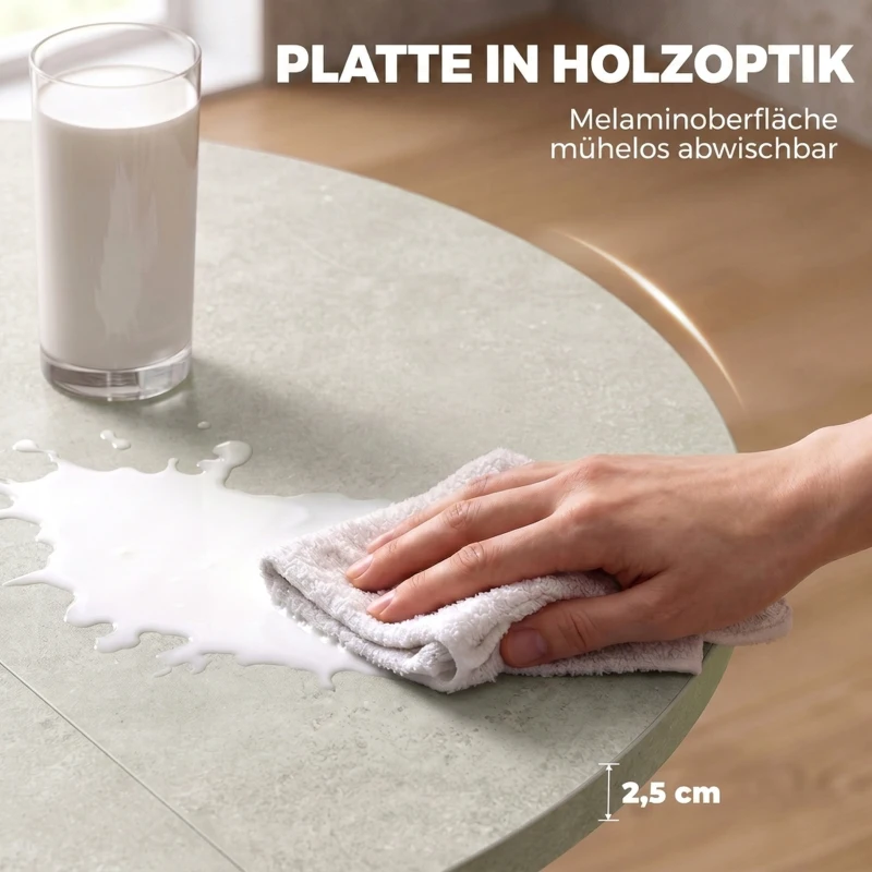 HOMCOM Uitschuifbare eettafel voor 4-6 personen, keukentafel in industriële look met stalen spinpoot, grijs