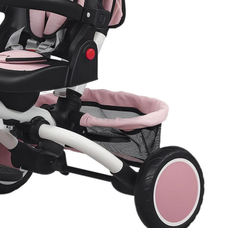 AIYAPLAY 6 in 1 Foldable Kids Trike with Adjustable Parent Handle & Canopy for Ages 1-5, Pink