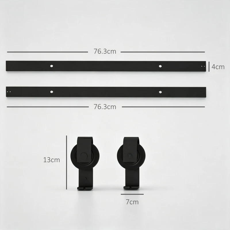 HOMCOM Kit pentru ușă glisantă pliabilă, oțel carbon, negru, 152,5x0,5x4 cm