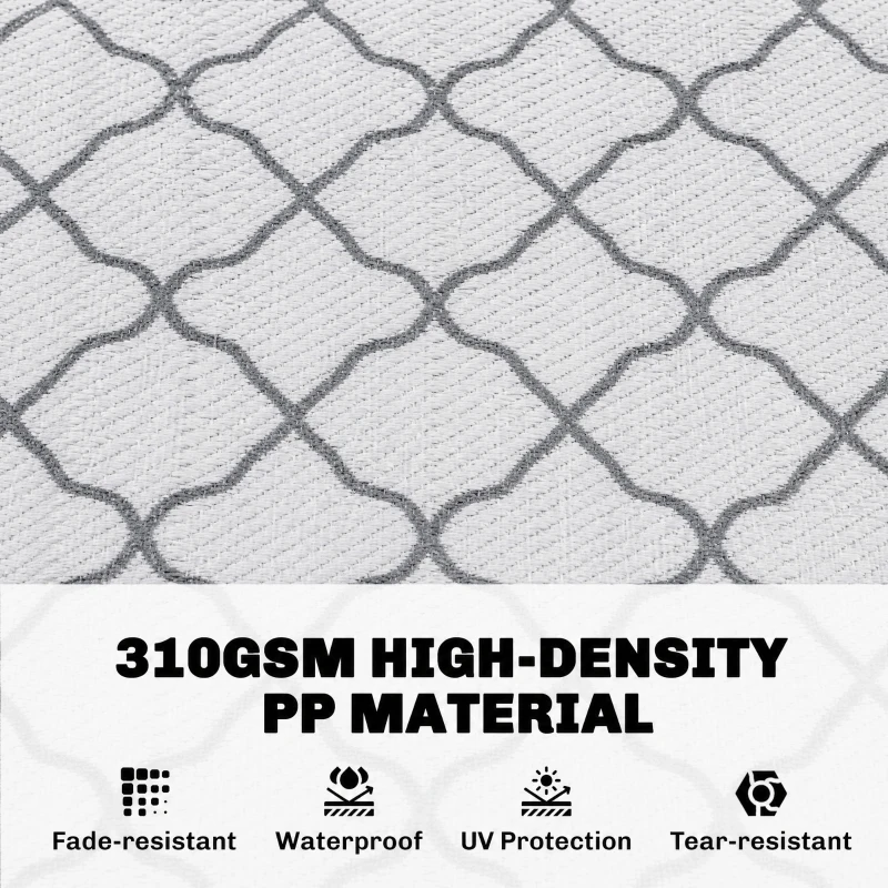 Outsunny Reversible Outdoor Rug with Carry Bag, Waterproof Plastic Straw Mat for Garden, Deck, RV, Picnic, Beach, Camping, 182 x 274cm, Grey