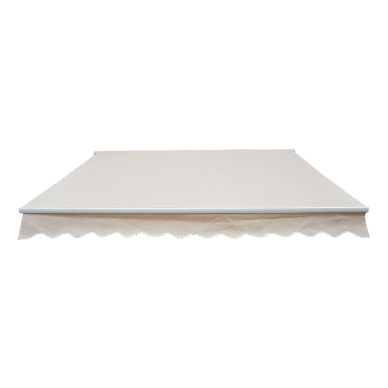 Outsunny Gelenkarmmarkise Markise 4,5 x 3m Verstellbare Terrassenmarkise Sonnenschutz mit Alu-Rahmen & Handkurbel Balkonmarkise für Balkon, Terrasse Beige