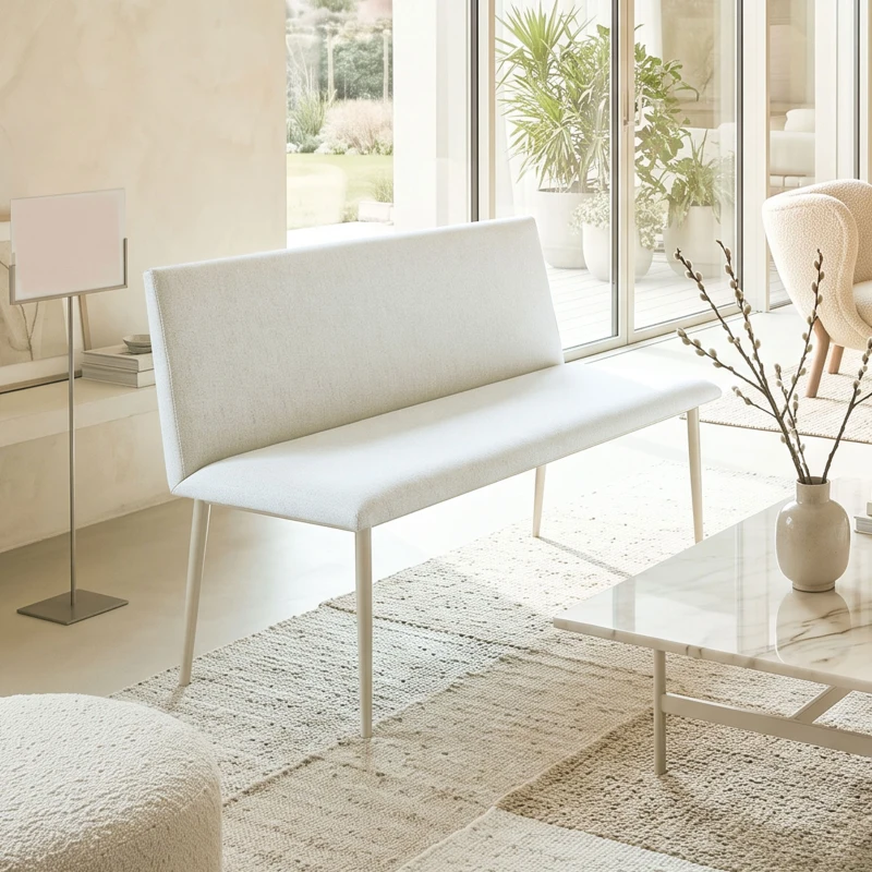 HOMCOM Scaun de sufragerie fără cotiere, material cu aspect de in, scaun de bucătărie cu spătar și picioare metalice, pentru living, Bej
