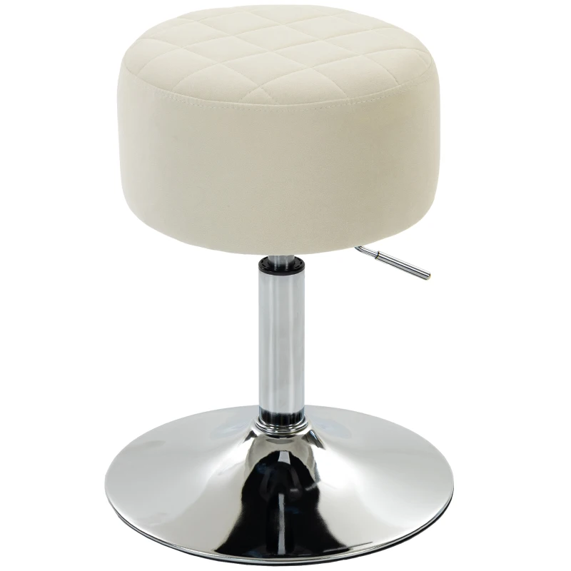HOMCOM Bar Stool Adjustable Swivel Chair Velvet-Feel Seat 1 Piece, Beige