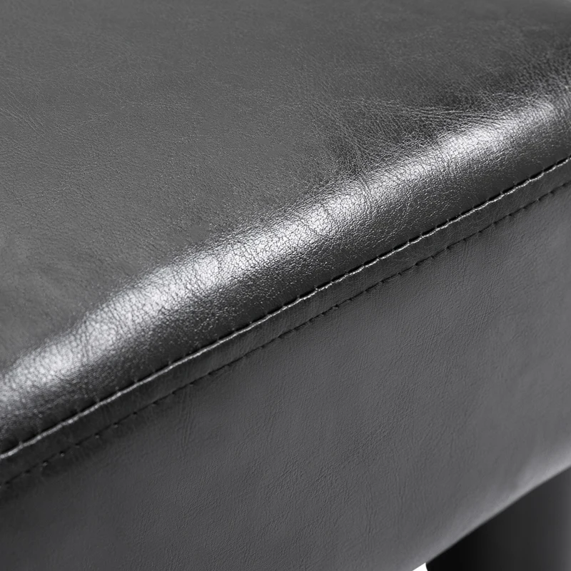 HOMCOM Reposapiés para Sofá Taburete Pequeño Tapizado en Piel Sintética Asiento de Espuma y Patas de Plástico 40x30x24 cm Negro