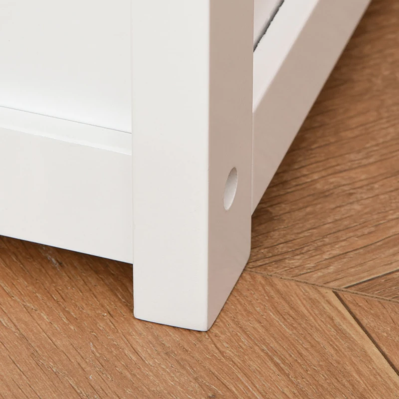 HOMCOM Cassapanca per Bambini 2-5 Anni, 2 in 1 Panca Contenitore in Legno con Schienale e Pistone per Chiusura Sicura, Capacità 40 kg, 60x30x50cm, Bianco e Color Legno