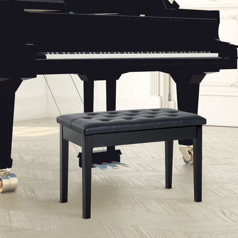 HOMCOM Sgabello Pianoforte Professionale con Vano Portaoggetti Finta Pelle, Legno 76 x 36 x 50cm Nero Sgabello Panchetta Panchina Sedia per Pianoforte con vano portaoggetti