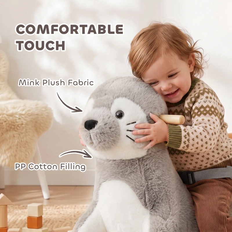 AIYAPLAY Baby Rocking Horse, Seal Rocking Animal with Sounds and Belt for Toddlers 12-36 Months,