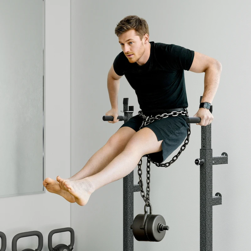 SPORTNOW Soporte para Barras de Pesas con Ancho y Altura Ajustable Rack Musculación con Marco de Acero Carga 150 kg Negro