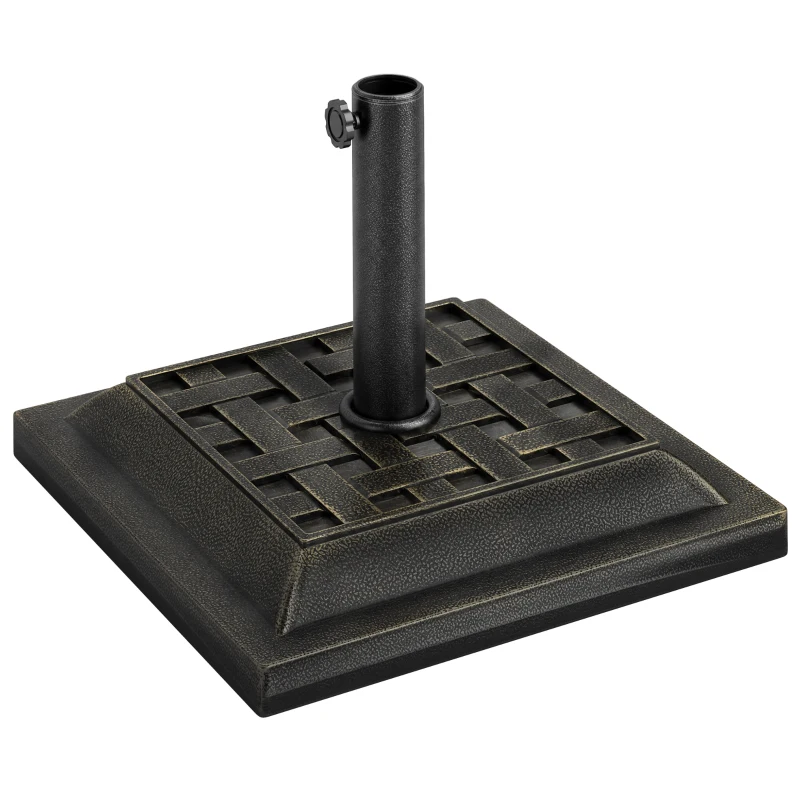 Outsunny Base para Sombrilla de Jardín Peso Neto 9 kg Soporte de Parasol Apto para Mástil de 38mm/48mm para Terraza Patio Exterior Ø44x32 cm Bronce