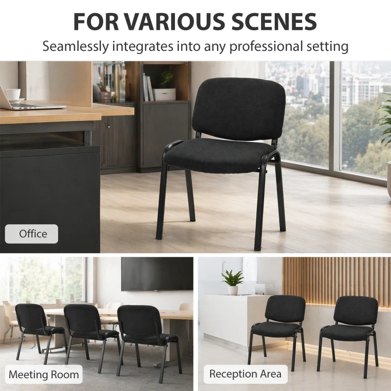 HOMCOM Meeting Chair, Stackable Ergonomic Office Chair with Padded Seat, Curved Backrest for Conference Room, Black