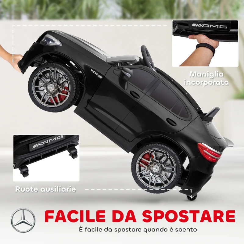 HOMCOM Macchina Elettrica per Bambini 3-5 Anni Mercedes con Cintura di Sicurezza e Telecomando, Nero