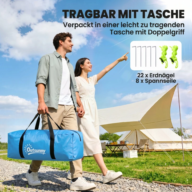 Outsunny Campingzelt Trekkingzelt Zelt, wetterbeständig, 2 Räume,  475 x 264  cm Breite x 172, Blau
