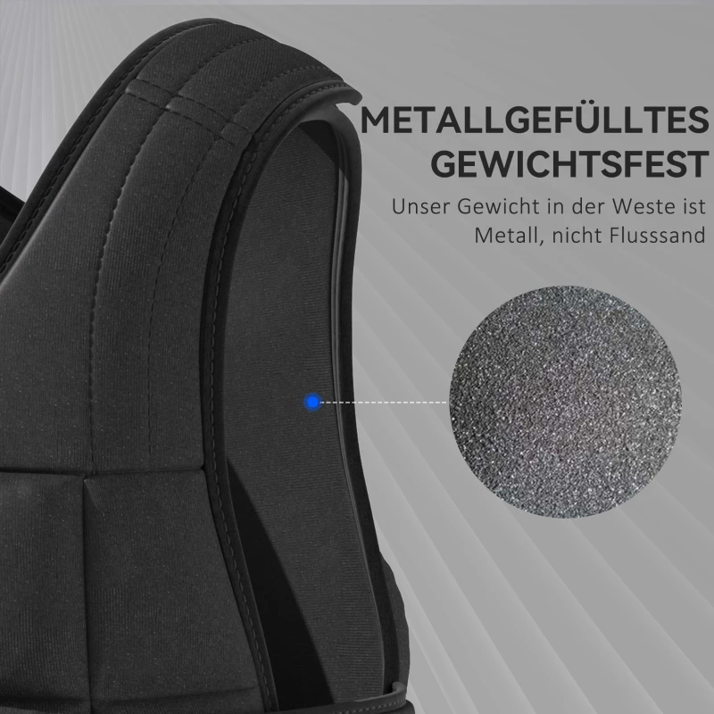HOMCOM Gewichtsweste 20 KG verstellbare Trainingsweste mit herausnehmenbar Gewichten Schwarz