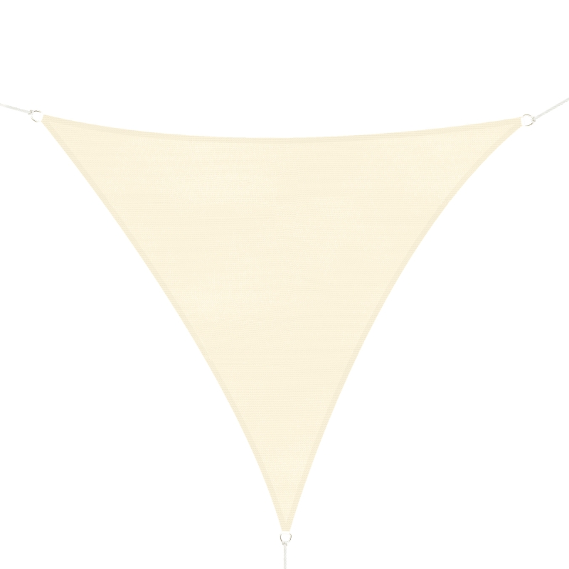 Outsunny Toldo Vela Triangular 3x3x3 m Vela de Sombra para Jardín Patio Terraza HDPE Anti UV y Transpirable Color Crema