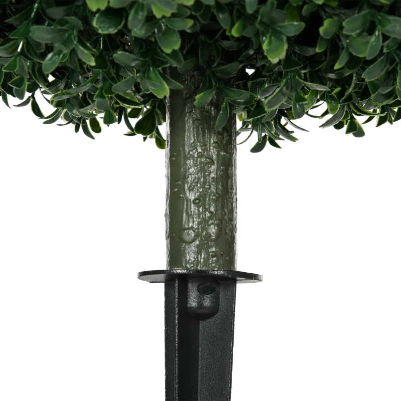 HOMCOM Artificial Boxwood Trees w/ Ground Stake, Set of 2 Ball Shaped Topiary Trees for Home Office & Living Room, UV Resistant