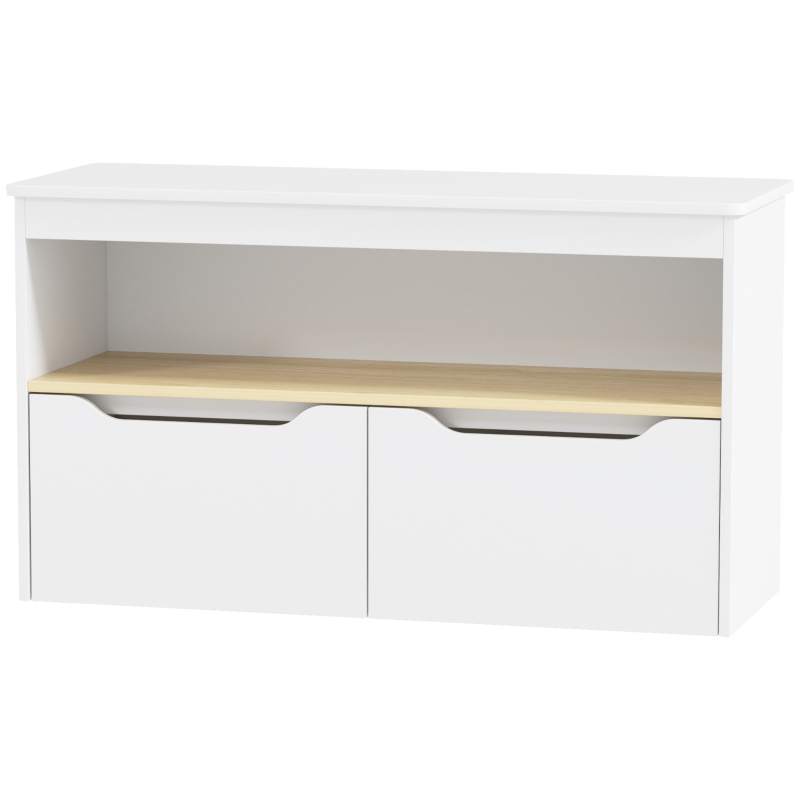 AIYAPLAY Estantería para Juguetes Infantil con 2 Cajones y Compartimento para Salón Dormitorio Sala de Juegos 80x30x45 cm Blanco