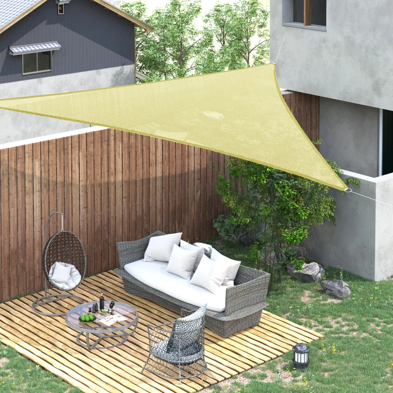 Outsunny Voile d'ombrage Triangulaire Grande Taille 6 x 6 x 6 m Polyester imperméabilisé Haute densité 160 g/m² Sable