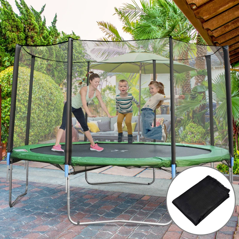 HOMCOM Red de Seguridad de Reemplazo para Trampolín Ø366 cm con Puerta con Cremallera para 8 Postes Rectos Ø366x180 cm Negro