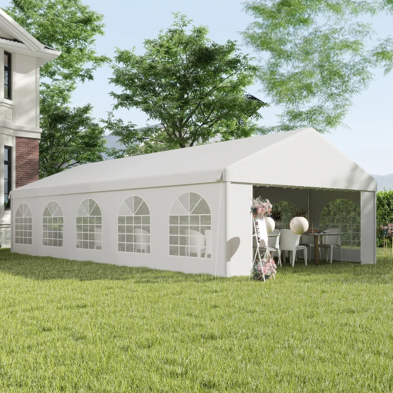 Outsunny Gazebo da Giardino 10x5m con Pareti Rimovibili e Finestre, Acciaio e Poliestere
