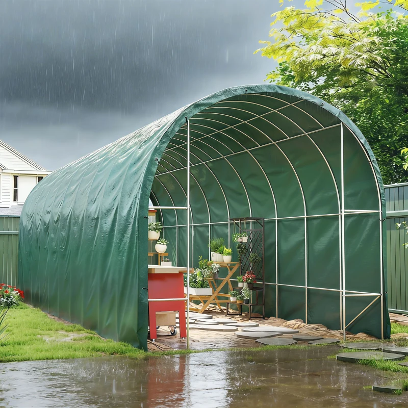 Outsunny Lona Impermeable Exterior 6x8 m Toldo PE 90 g/m² Protección UV con Ojales Reforzados para Leña Muebles de Jardín Verde