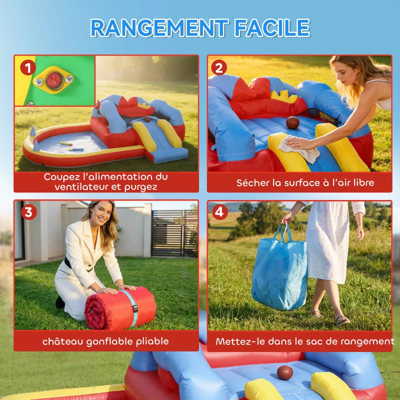 AIYAPLAY Château gonflable avec souffleur, aire de jeux gonflable avec toboggans, trampoline, piscine à balles, multicolore