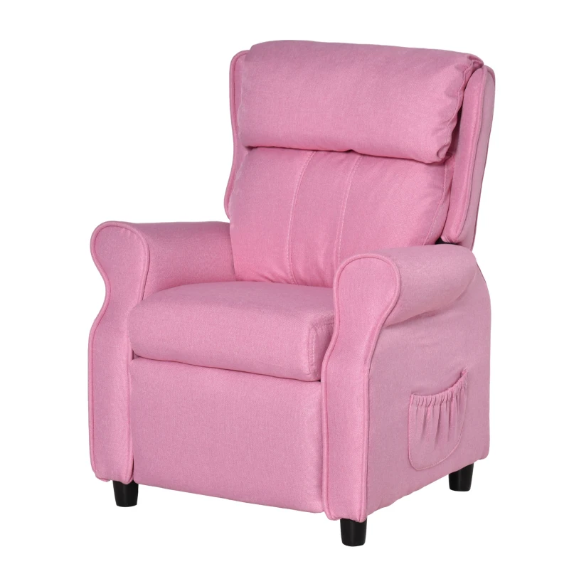 HOMCOM Kindersofa Kindersessel mit Fußstütze Armlehne verstellbare Rückenlehne Relaxsessel Kindercouch Stuhl Liegecouch Kinder Sofa für 3-5 Jahre Jungen und Mädchen Rosa