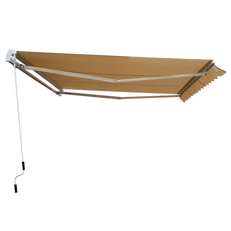 Outsunny Gelenkarmmarkise Markise 4,5 x 3m Verstellbare Terrassenmarkise Sonnenschutz mit Alu-Rahmen & Handkurbel Balkonmarkise für Balkon, Terrasse Beige