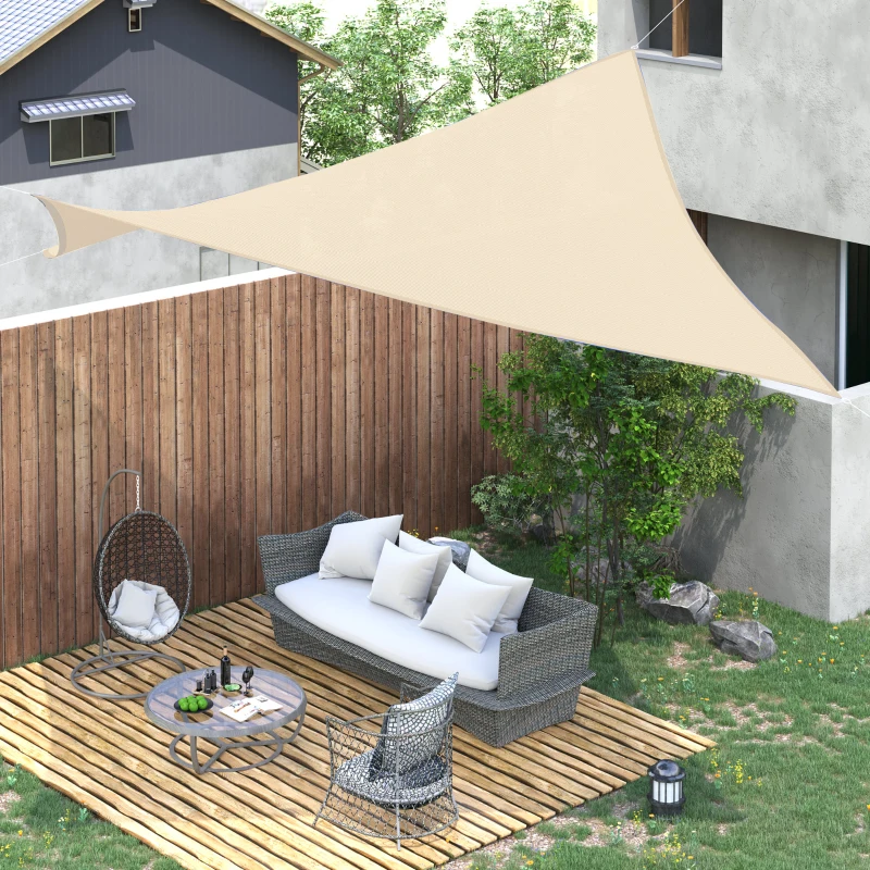 Outsunny Toldo Vela Rectangular 4x6 m con Anti-UV Anillas de Acero Inoxidable y Cuerdas de Nylon para Jardín Patio Crema