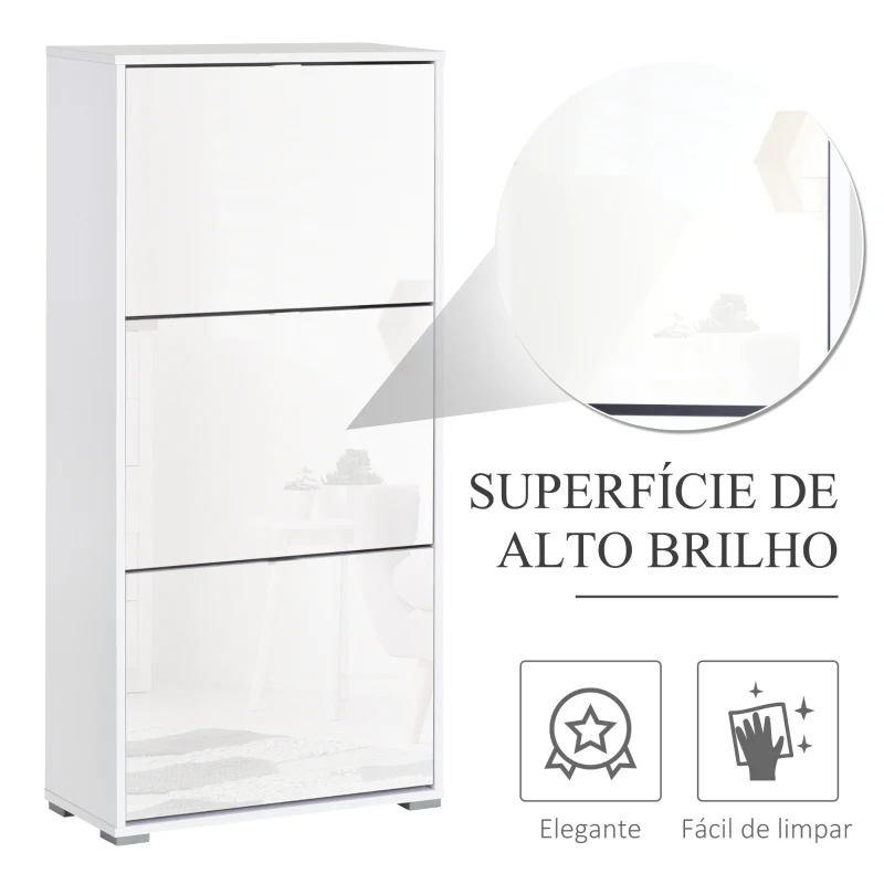 HOMCOM Armário de Sapatos Moderno Sapateira para Corredor Entrada com 6 Prateleiras de Armazenamento Espaço de Exibição 60x26x124cm Branco