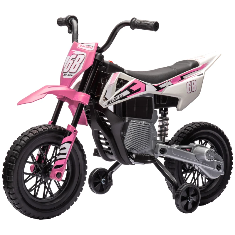 AIYAPLAY Moto Eléctrica Cross para Niños 3-6 Años 12V 2 Motores 5 km/h Rosa