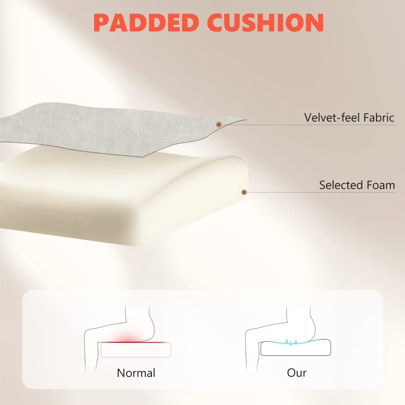 HOMCOM Office Chair with 6-point Vibration Massage and Heat, Fabric Desk Chair with Footrest, High Back, Cream White