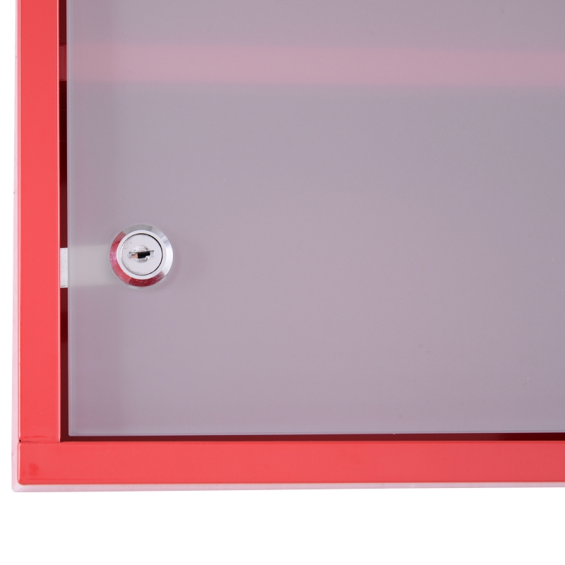 HOMCOM Cassetta Porta Medicine Armadietto Medicinali 4 Livelli Porta in Vetro 60×30×12cm Rosso