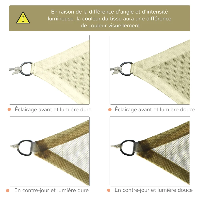 Outsunny Voile d'ombrage rectangulaire 3 x 4 m polyéthylène Haute densité Protection UV Avec sac de rangement - Coloris crème