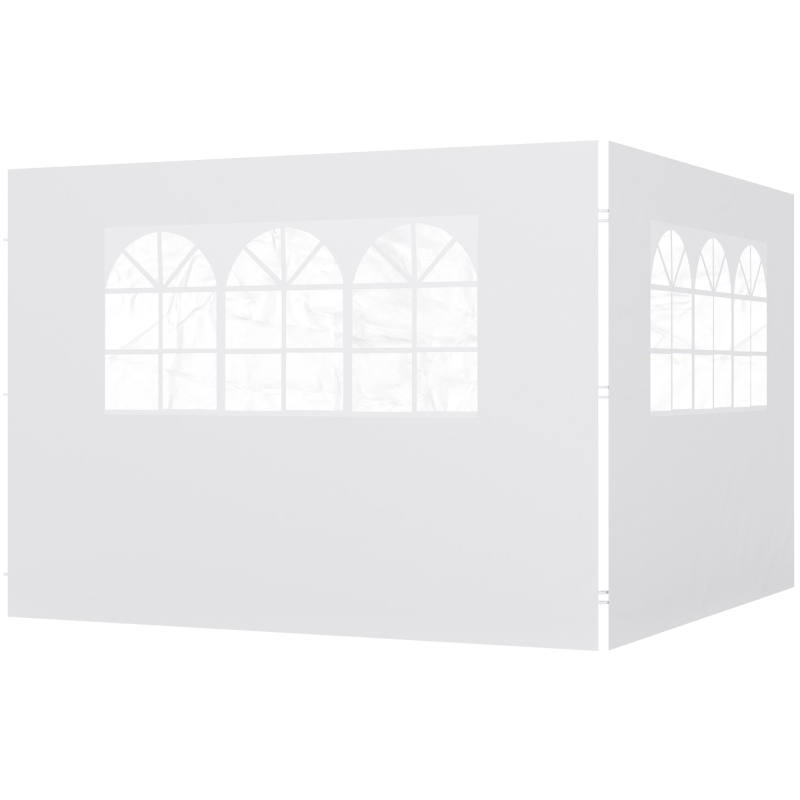 Outsunny Parois latérales de Rechange Barnum tonnelle 3 x 3 ou 3 x 6 m 2 pièces 2 Grandes fenêtres Blanc