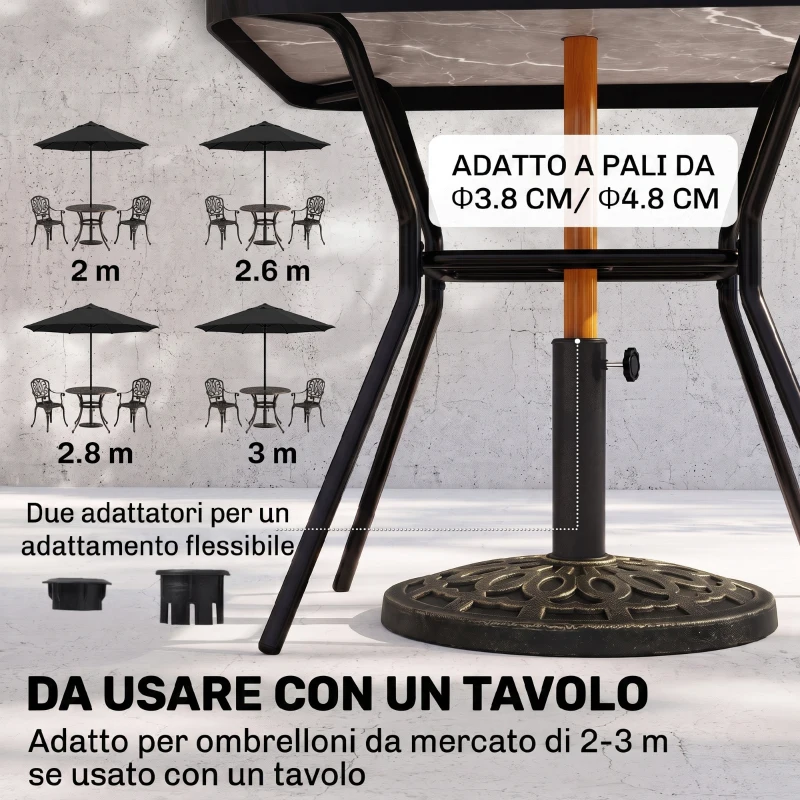 Outsunny Base Ombrellone Rotonda da Giardino in Resina Ø44 × 33cm