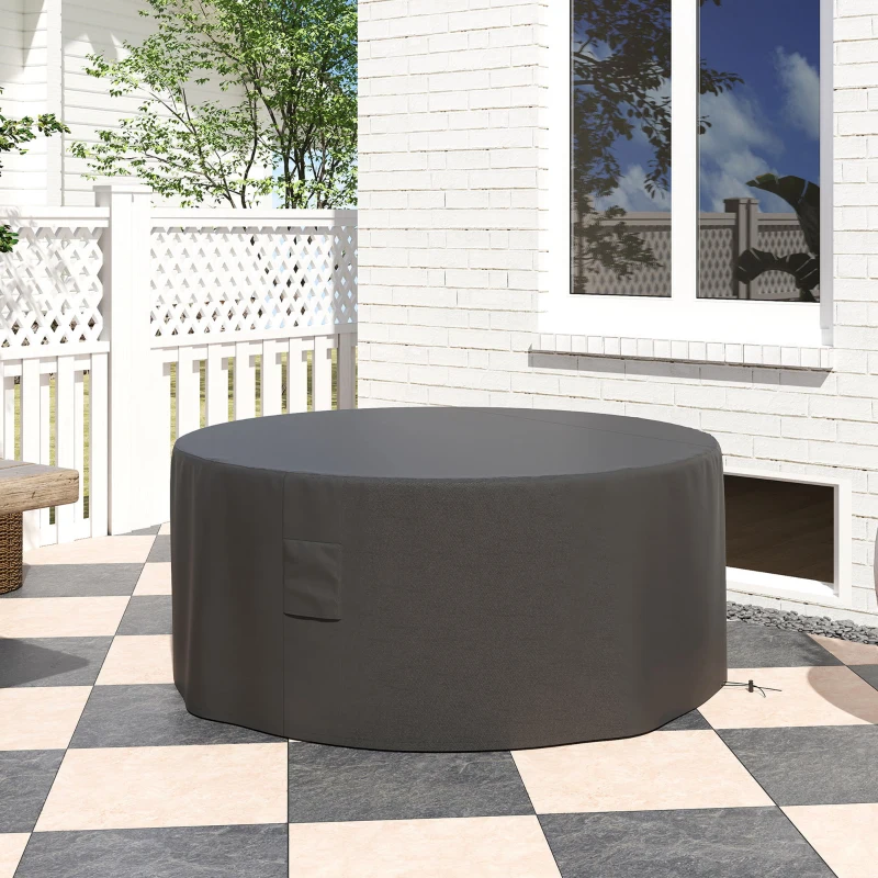 Outsunny Garden Patio Large Furniture Set Round Cover 600D Oxford Waterproof, Ф193 x 80H cm, Black