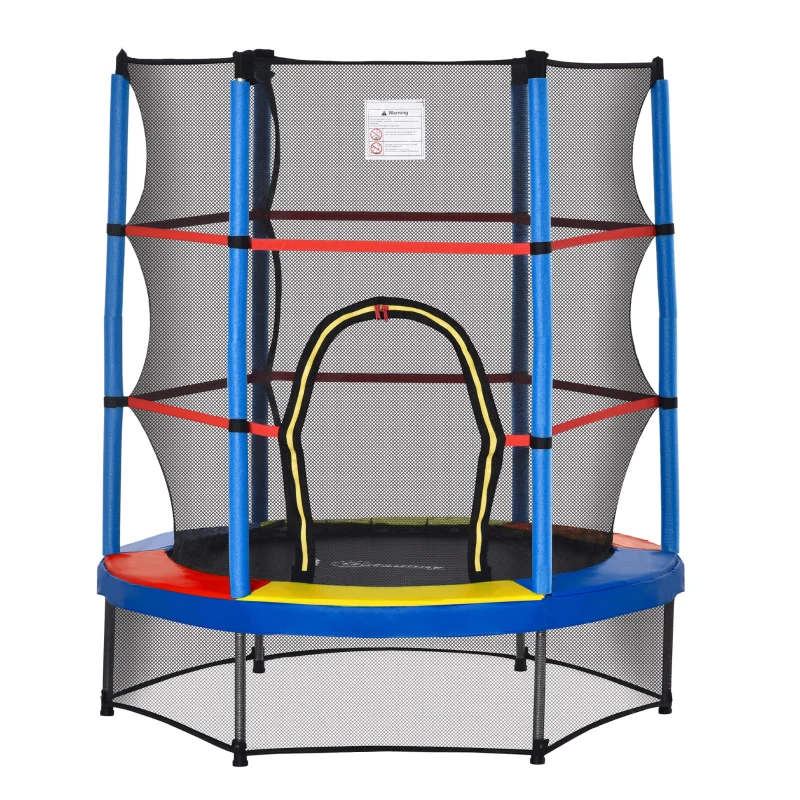 HOMCOM Trampolim Infantil Ø107 cm Trampolim para Crianças de 3-6 Anos com Rede de Segurança Ø140x160 cm Azul
