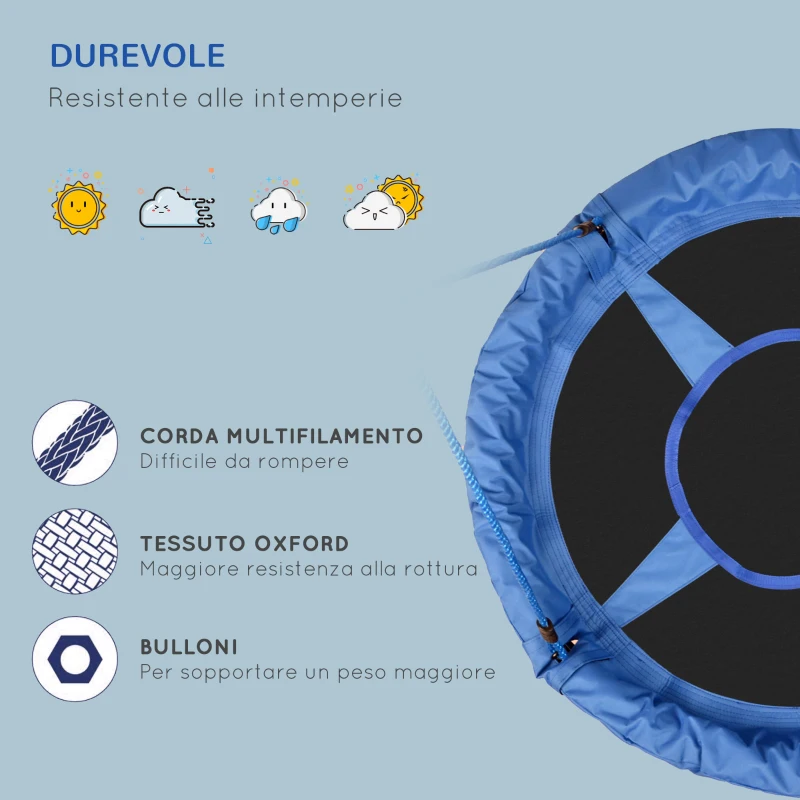 HOMCOM Altalena da Giardino per Bambini tra 3 e 8 anni, Altalena per Bambini da Interno ed Esterno 100x180 cm, Carico Massimo 100kg