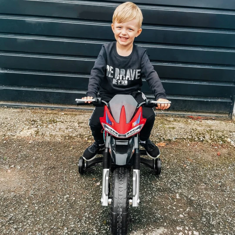 HOMCOM Moto Elettrica per Bambini da 6V con Rotelle, Fari e Musica, in PP e Metallo, 105x52.3x62.3 cm, Rosso