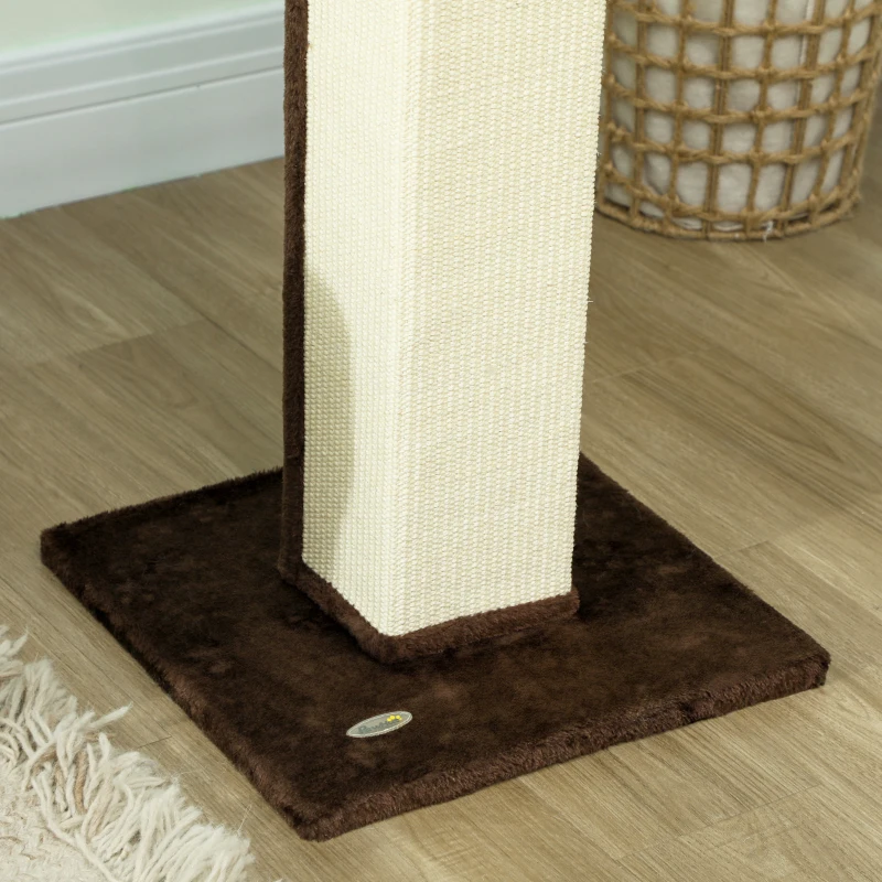 PawHut Krabpaal kattenboom, incl. speelbal, pluche, sisal, 41 x 41 x 81 cm, crème + bruin