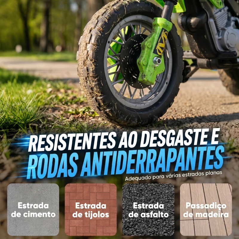 HOMCOM Mota Elétrica para Crianças 6V com Luzes e Música para Idades 3-6 Anos Verde
