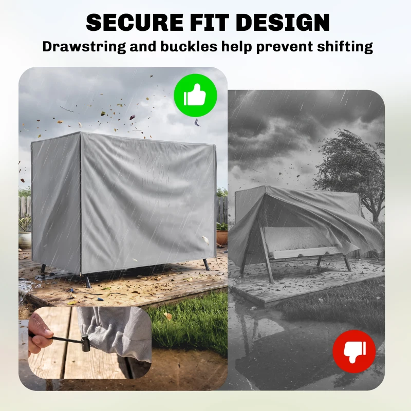 Outsunny 205 x 124cm Three-Seater Swing Chair Protective Cover Grey