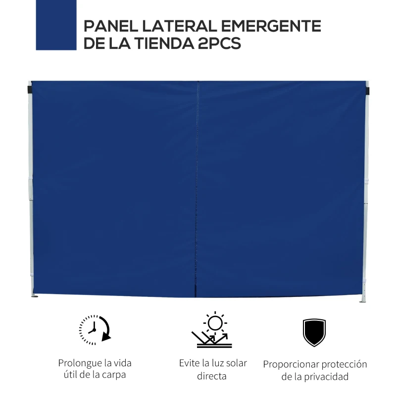Outsunny 2 Paredes Laterales para Carpas de 3 x 3 m/3 x 6 m, 300x200 cm, Paredes Laterales de Repuesto para Cenador de Tela Oxford con Ventana, para Jardín, Exteriores, Fiestas, Azul