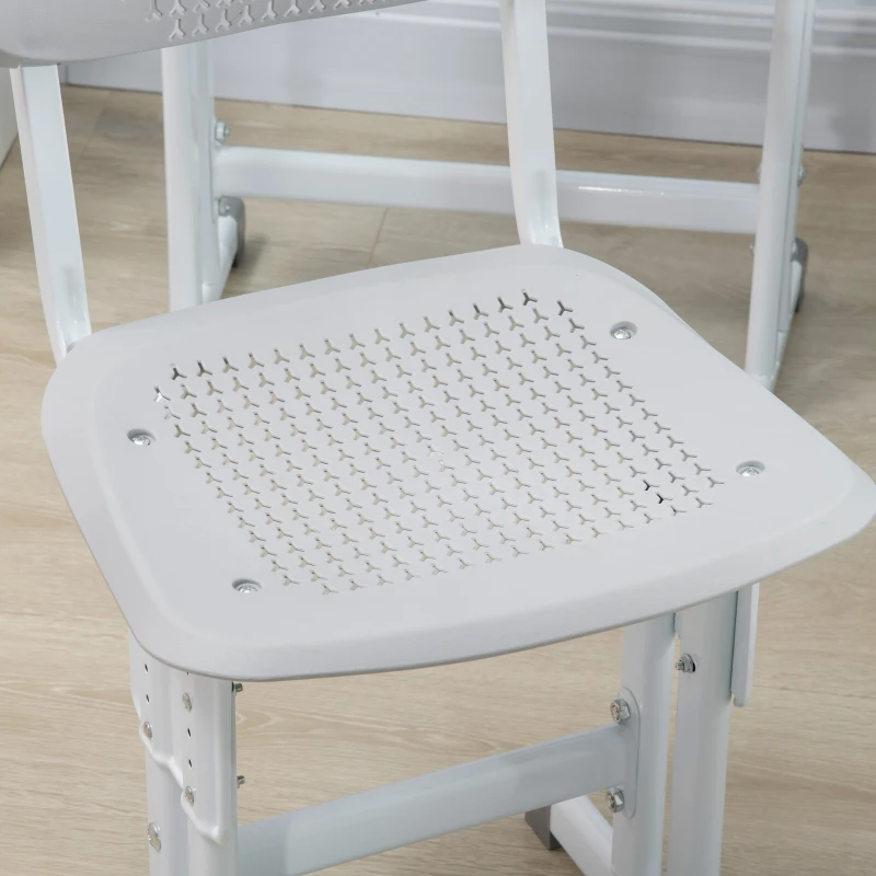 HOMCOM Banco Scuola con Sedia ad Altezza Regolabile e Luce per Bambini 6-12 Anni, Acciaio e MDF, Grigio