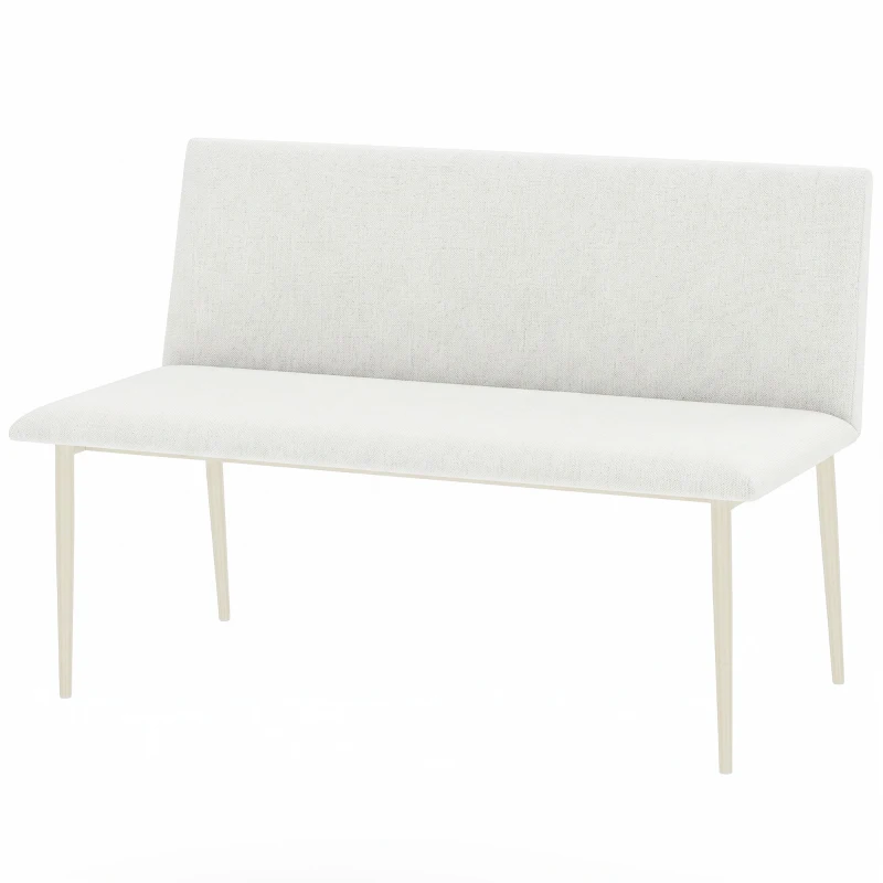 HOMCOM Scaun de sufragerie fără cotiere, material cu aspect de in, scaun de bucătărie cu spătar și picioare metalice, pentru living, Bej