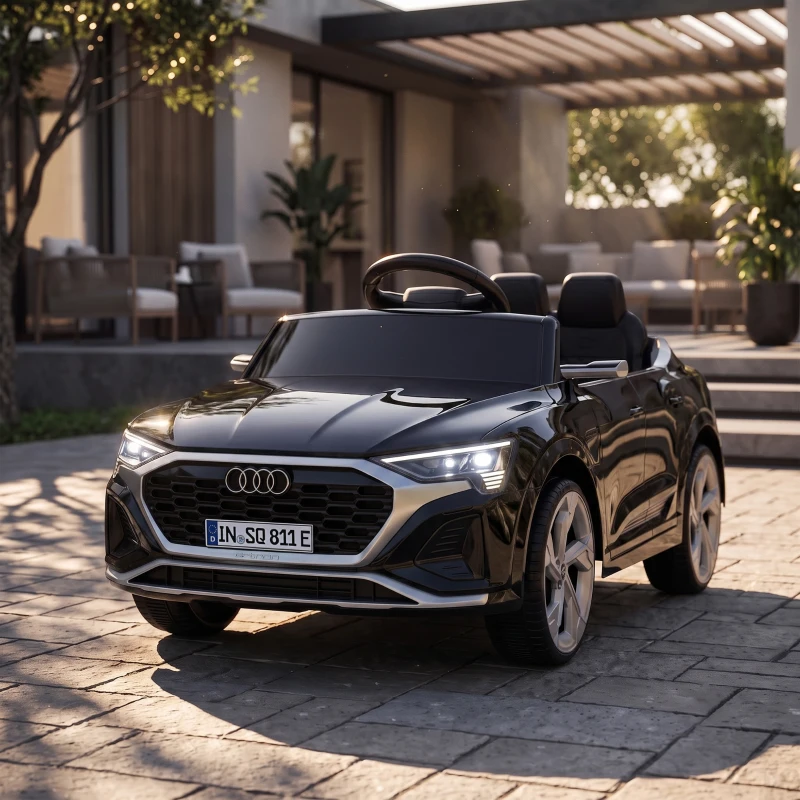 AIYAPLAY Audi Q8 etron Sportback Licensed Ride on Car with Remote Control, Four-Wheel Suspension, Soft Start for Ages 3-4, Black
