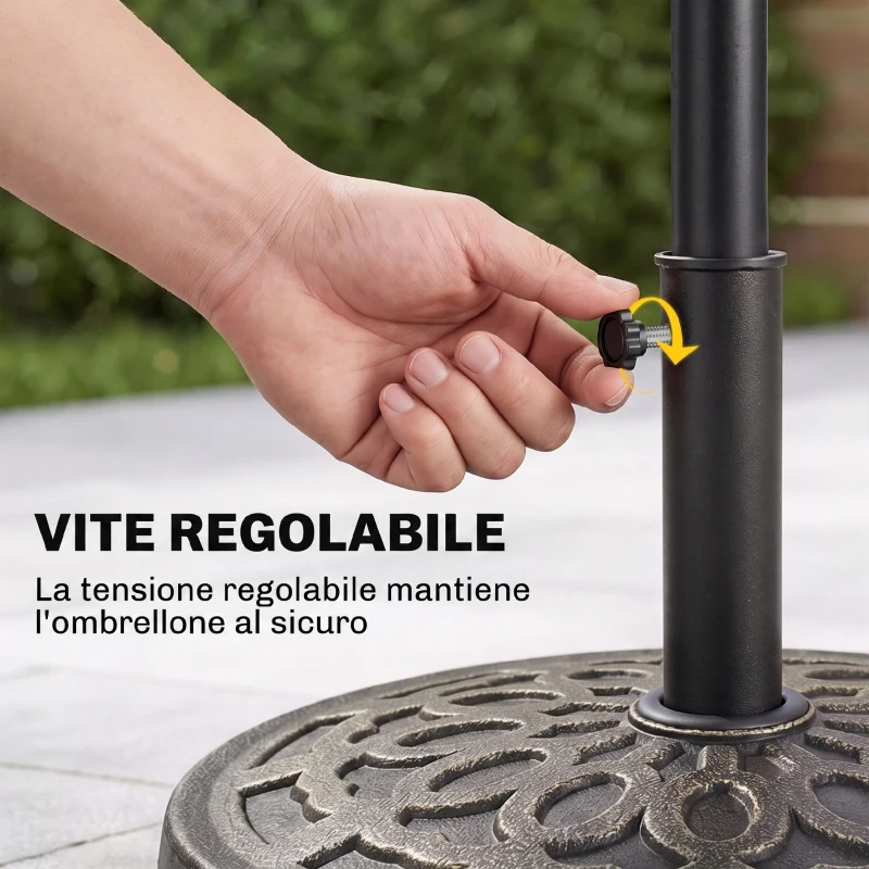 Outsunny Base Ombrellone Rotonda da Giardino in Resina Ø44 × 33cm