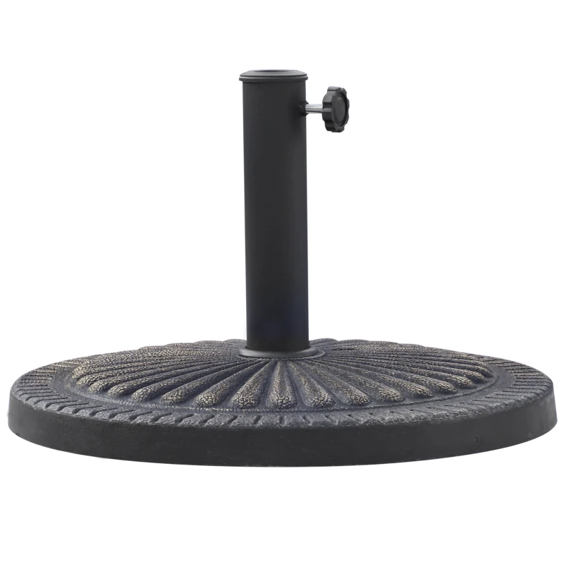 Outsunny Base Ombrellone Rotonda per Pali da Ø3,8-4,8cm con Decorazione e Manopola, Peso 15kg Ø49x32cm