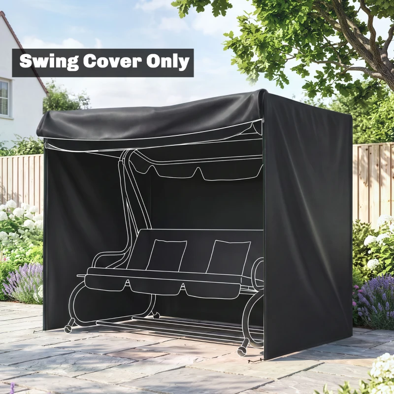 Outsunny Husă pentru Balansoar de Grădină cu 3 Locuri, Impermeabilă și Anti-UV, 220x125x172 cm, Negru